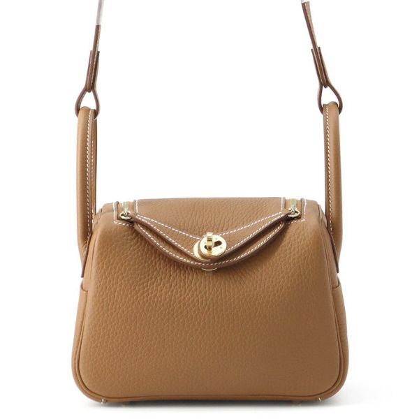 エルメス リンディ ミニ ゴールド/ゴールド金具 トリヨンクレマンス K刻印 ２wayショルダー