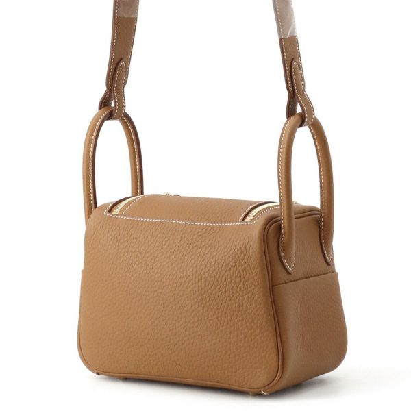 エルメス リンディ ミニ ゴールド/ゴールド金具 トリヨンクレマンス K刻印 ２wayショルダー