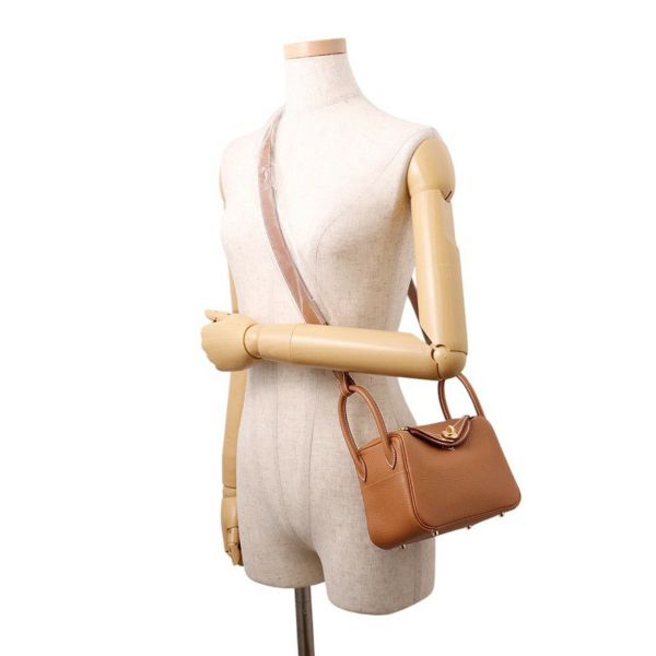 エルメス リンディ ミニ ゴールド/ゴールド金具 トリヨンクレマンス K刻印 ２wayショルダー