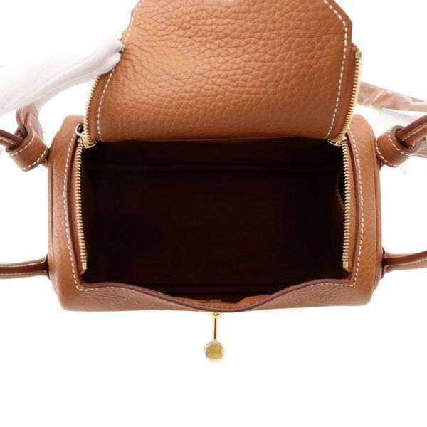 エルメス リンディ ミニ ゴールド/ゴールド金具 トリヨンクレマンス K刻印 ２wayショルダー