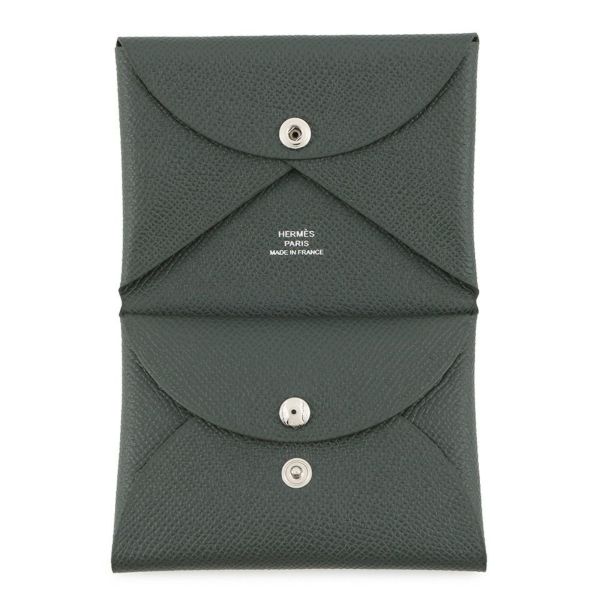 エルメス コインケース カルヴィ デュオ ヴェールマングローブ/シルバー金具 エプソン K刻印 財布