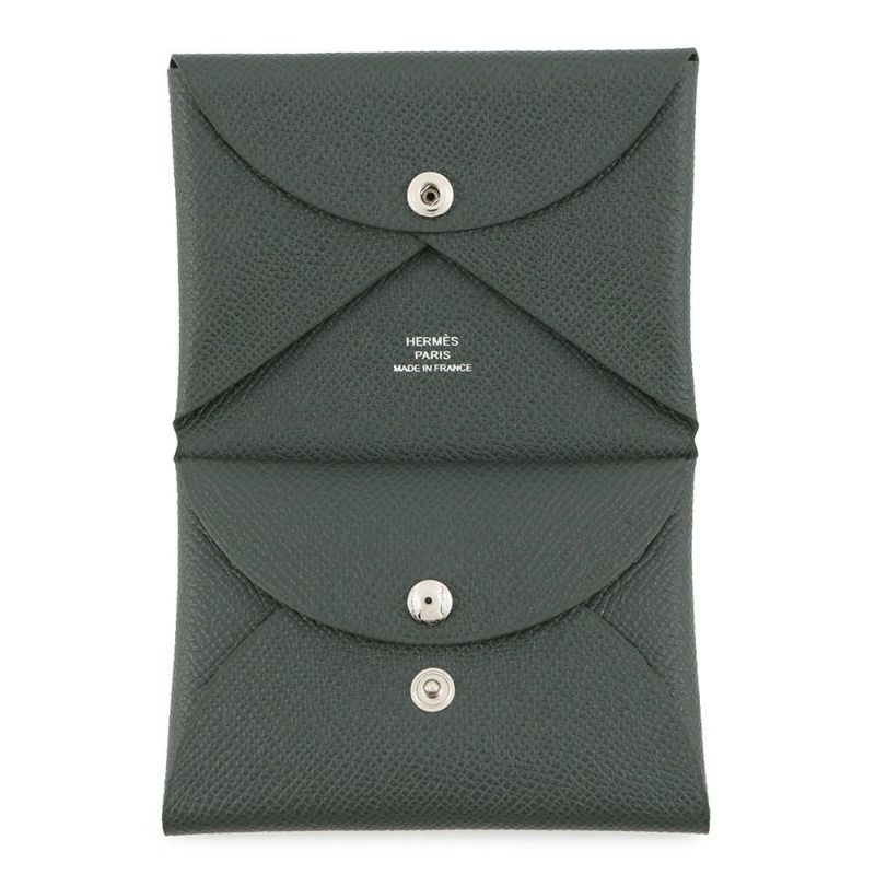 エルメス コインケース カルヴィ デュオ ヴェールマングローブ/シルバー金具 エプソン K刻印 財布