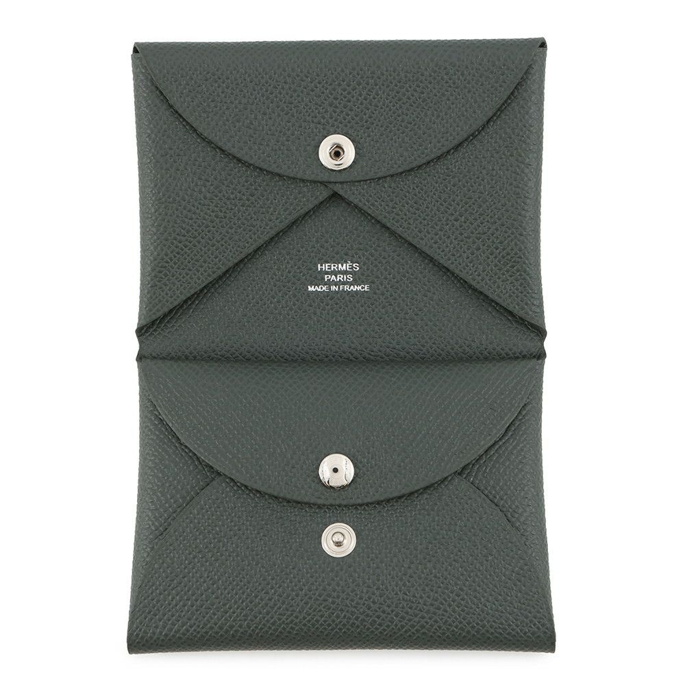 エルメス コインケース カルヴィ デュオ ヴェールマングローブ/シルバー金具 エプソン K刻印 財布