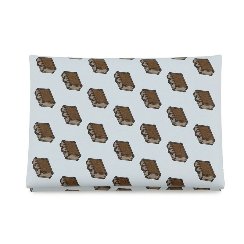 エルメス コインケース カルヴィ デュオ バッグモチーフ ブルーブリュム/シルバー金具 スイフト K刻印