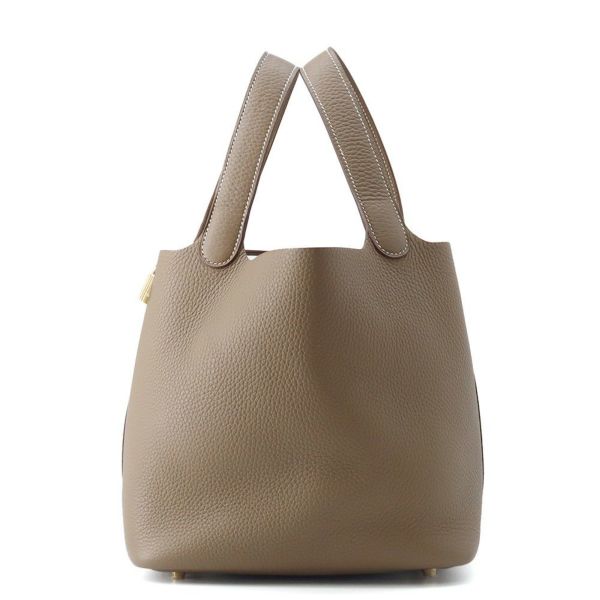 エルメス ハンドバッグ ピコタンロックMM エトゥープ/ゴールド金具 トリヨンクレマンス W刻印