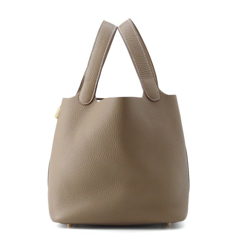 エルメス ハンドバッグ ピコタンロックMM エトゥープ/ゴールド金具 トリヨンクレマンス W刻印