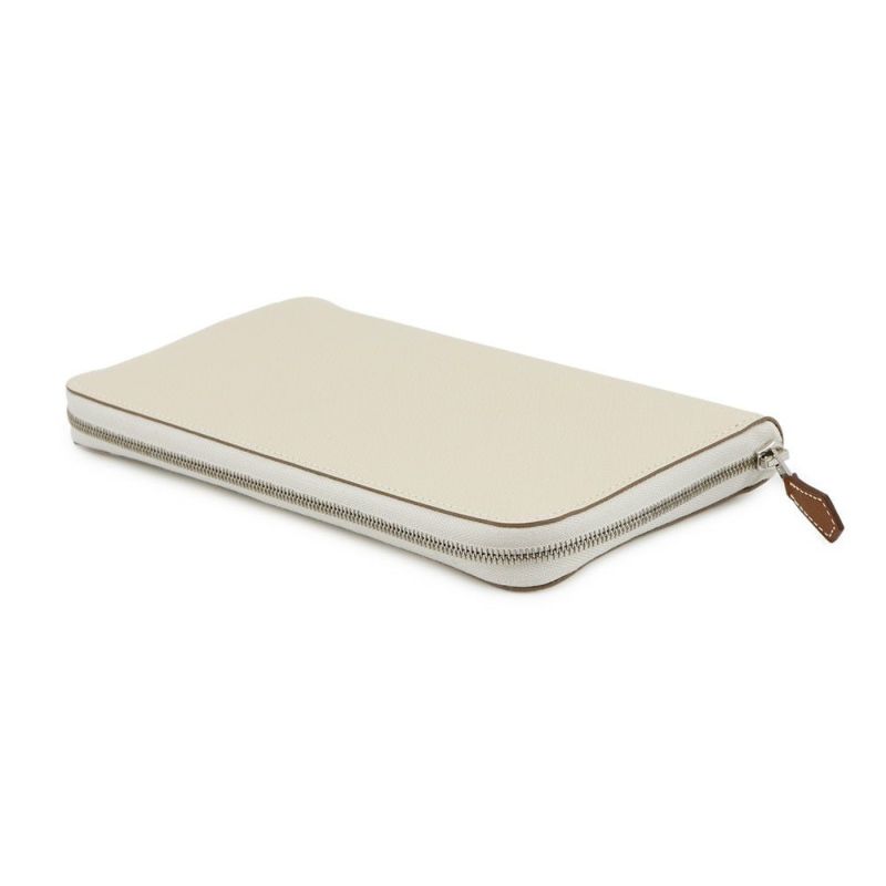 エルメス 長財布 アザップロング シルクイン クレ/シルバー金具 エプソン W刻印 財布