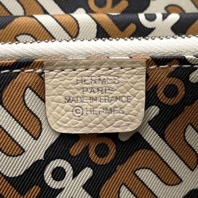 エルメス 長財布 アザップロング シルクイン クレ/シルバー金具 エプソン W刻印 財布