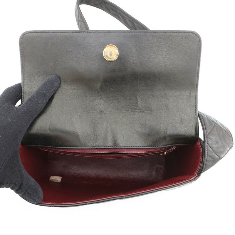 シャネル ショルダーバッグ ココマーク マトラッセ ラムスキン CHANEL ワンショルダー 黒