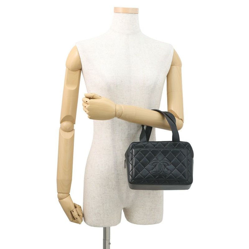 シャネル ハンドバッグ ココマーク ラムスキン CHANEL 黒