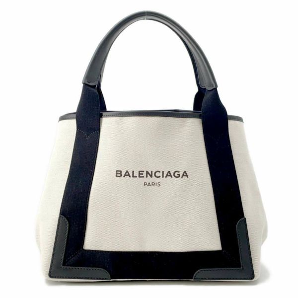 バレンシアガ トートバッグ ネイビーカバス S ポーチ付 339933 BALENCIAGA スモールサイズ バッグ 黒 白