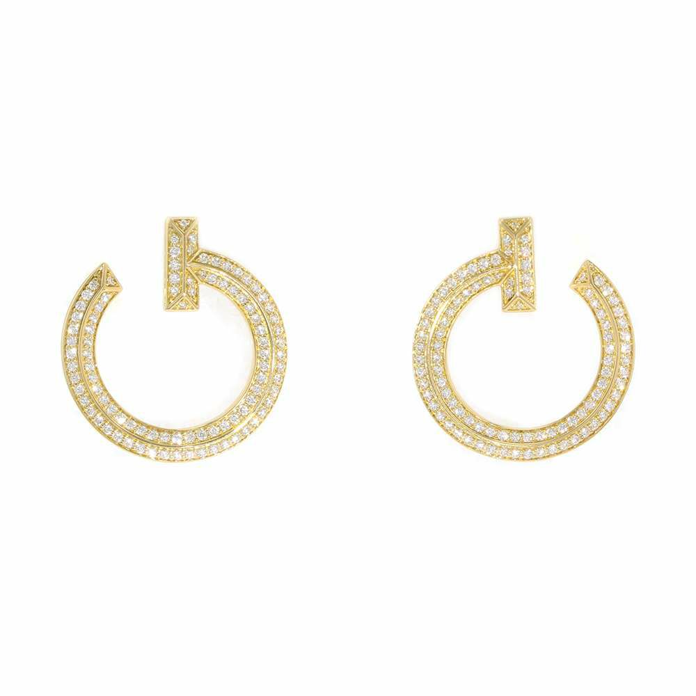 ティファニー ピアス T ワン オープン フープ ピアス ダイヤモンド 計0.48ct K18YGイエローゴールド 68408083 Tiffany&Co.