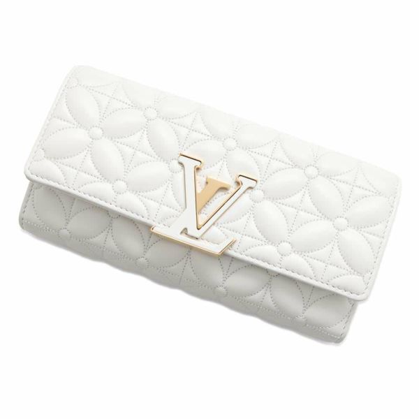 ルイヴィトン 長財布 モノグラム・フラワー ポルトフォイユ・カプシーヌ ラムレザー M11417 LOUIS VUITTON 白