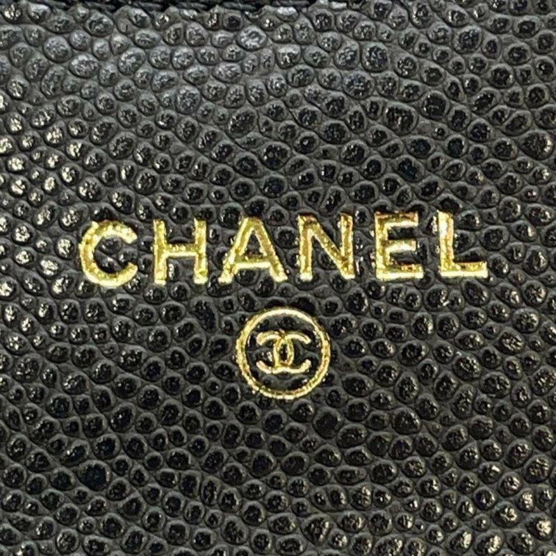 シャネル ミニチェーンウォレット カードケース マトラッセ キャビアスキン AP0238 CHANEL 財布 黒
