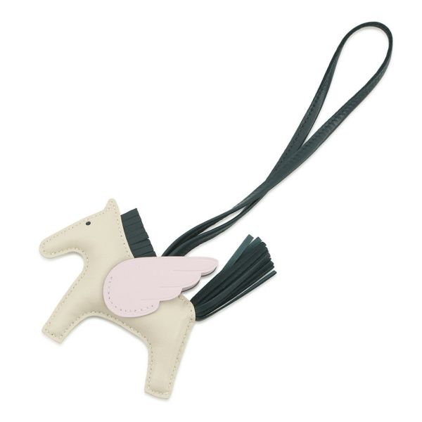 エルメス バッグチャーム ロデオPM ペガサス クレ/ローズサクラ/ヴェールシプレ ラムスキン U刻印