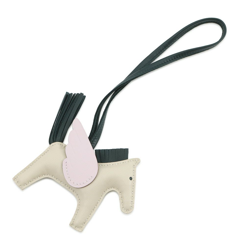 エルメス バッグチャーム ロデオPM ペガサス クレ/ローズサクラ/ヴェールシプレ ラムスキン U刻印