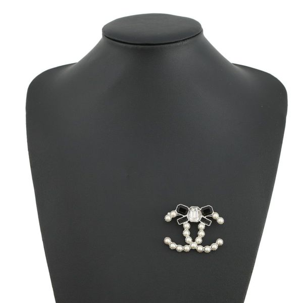 シャネル ブローチ ココマーク リボン フェイクパール ラインストーン E23 K CHANEL アクセサリー