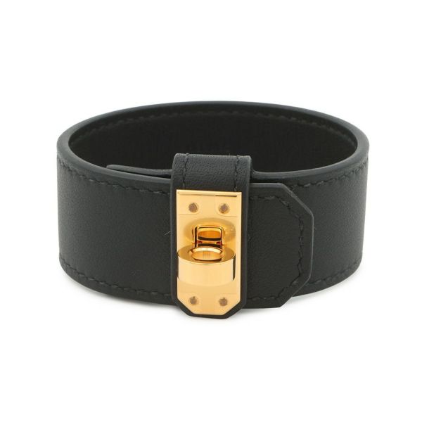 エルメス ブレスレット ケリーツイスト PM ブラック/ゴールド金具 スイフト B刻印 サイズT2 黒 ソルド品