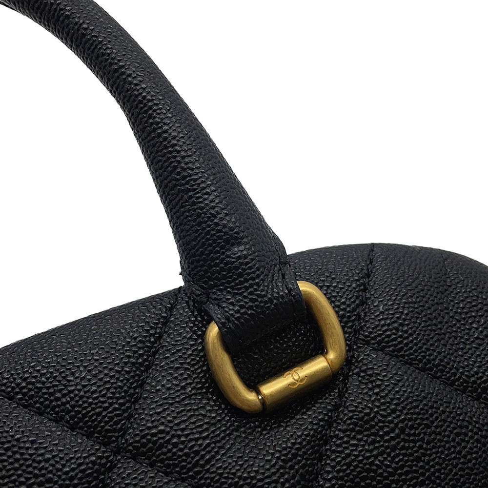 シャネル チェーンショルダーバッグ ココマーク マトラッセ ボーリングバッグ キャビアスキン AS3893 CHANEL 黒