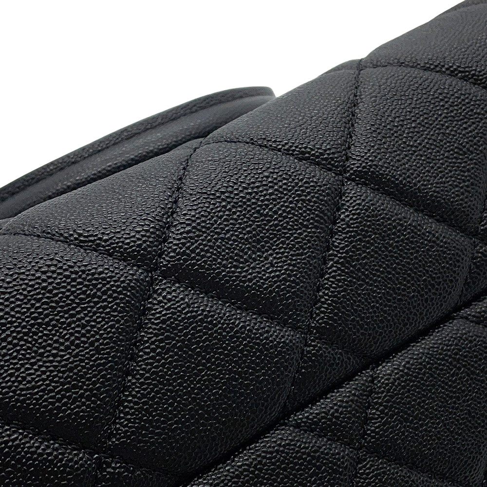 シャネル チェーンショルダーバッグ ココマーク マトラッセ ボーリングバッグ キャビアスキン AS3893 CHANEL 黒