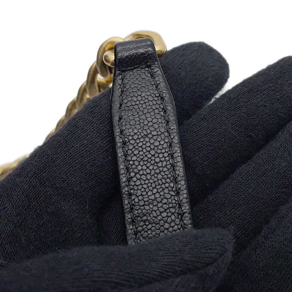 シャネル チェーンショルダーバッグ ココマーク マトラッセ ボーリングバッグ キャビアスキン AS3893 CHANEL 黒