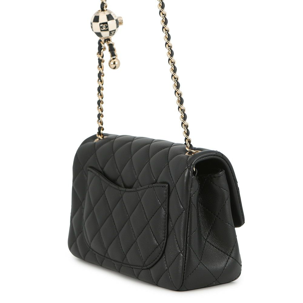 シャネル チェーンショルダーバッグ ココマーク マトラッセ20 ココボール ラムスキン AS1787 CHANEL 黒
