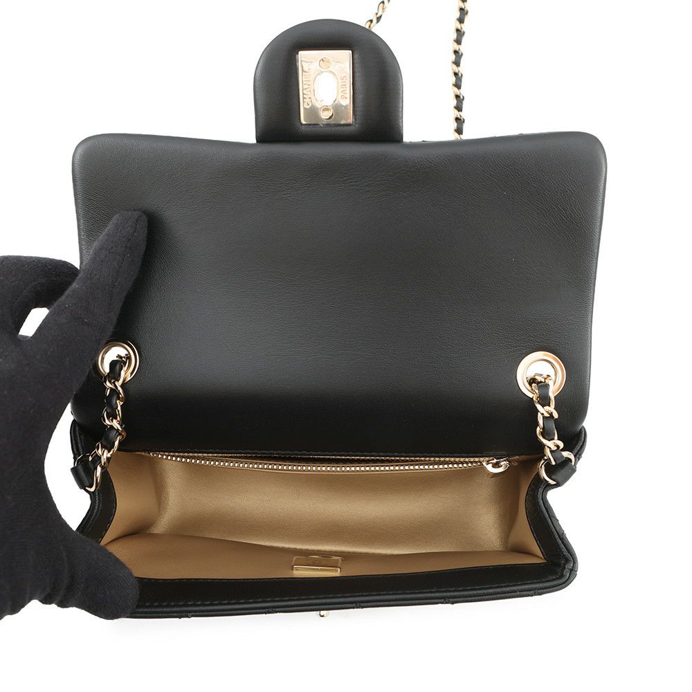 シャネル チェーンショルダーバッグ ココマーク マトラッセ20 ココボール ラムスキン AS1787 CHANEL 黒