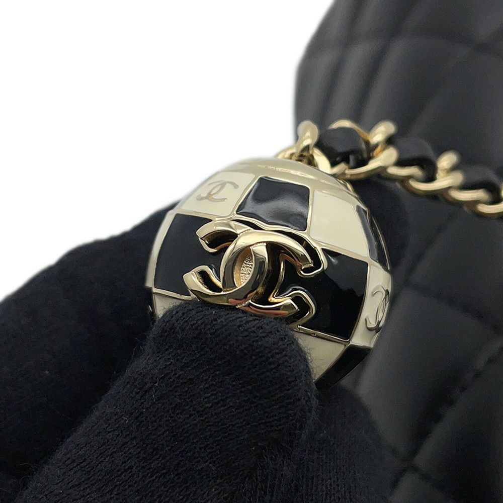 シャネル チェーンショルダーバッグ ココマーク マトラッセ20 ココボール ラムスキン AS1787 CHANEL 黒