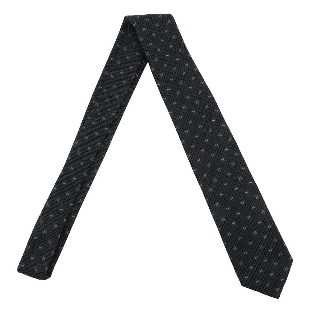 エルメス ネクタイ グルナディーヌH ブラック/グレー シルク HERMES メンズ タイ