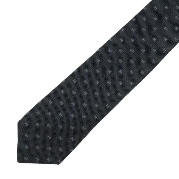 エルメス ネクタイ グルナディーヌH ブラック/グレー シルク HERMES メンズ タイ