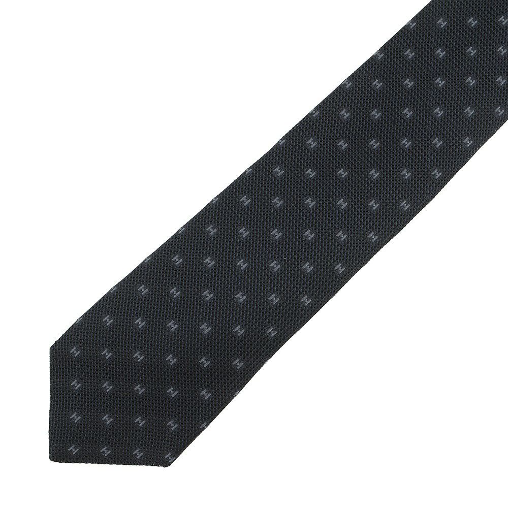 エルメス ネクタイ グルナディーヌH ブラック/グレー シルク HERMES メンズ タイ