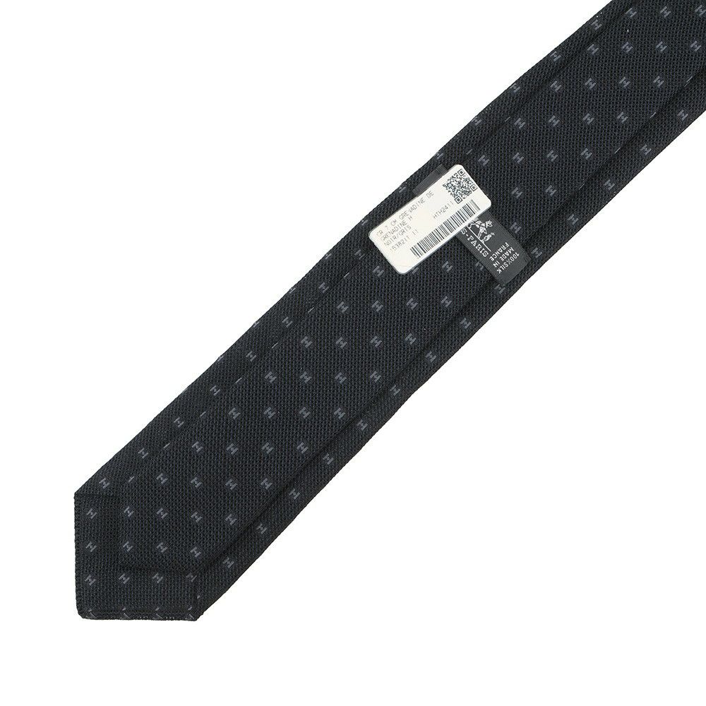 エルメス ネクタイ グルナディーヌH ブラック/グレー シルク HERMES メンズ タイ