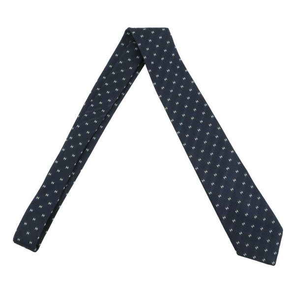 エルメス ネクタイ グルナディーヌH マリン/ジョーヌ シルク HERMES メンズ タイ