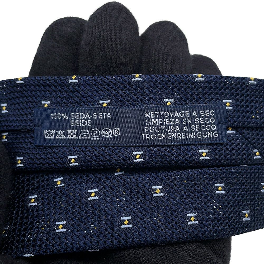 エルメス ネクタイ グルナディーヌH マリン/ジョーヌ シルク HERMES メンズ タイ