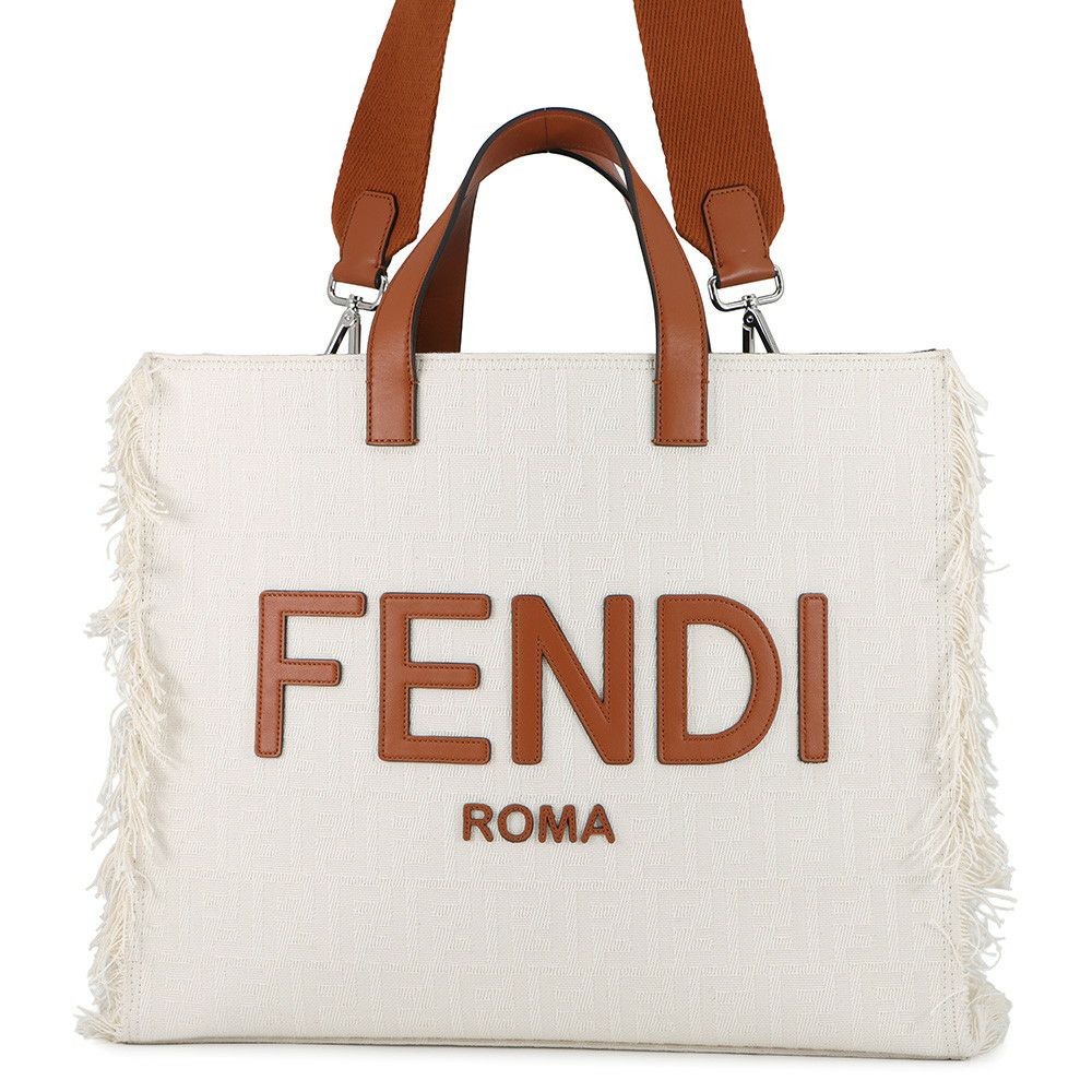 フェンディ トートバッグ ロゴ フリンジ 7VA591 FENDI バッグ 2wayショルダーバッグ 白 セール品