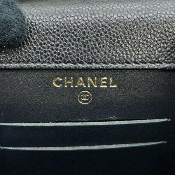 シャネル ショルダーバッグ チェーンクラッチ マトラッセ ココマーク キャビアスキン A84051 CHANEL フォンケース 黒