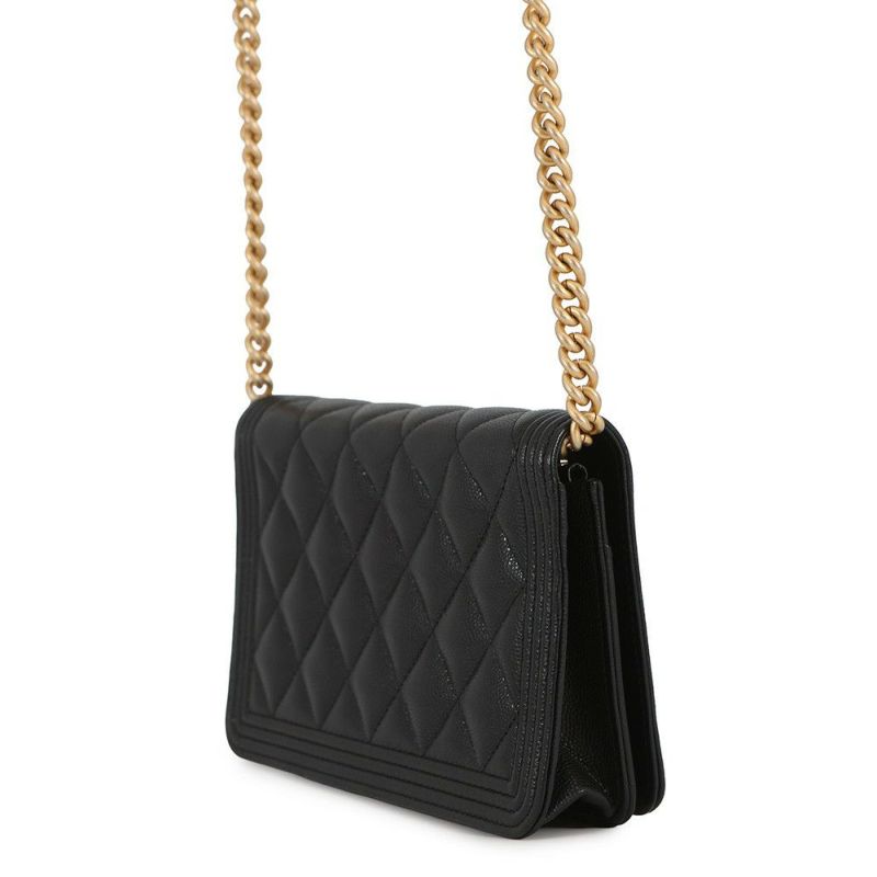 シャネル チェーンウォレット ボーイシャネル マトラッセ ココマーク キャビアスキン AP1117 CHANEL 財布 黒