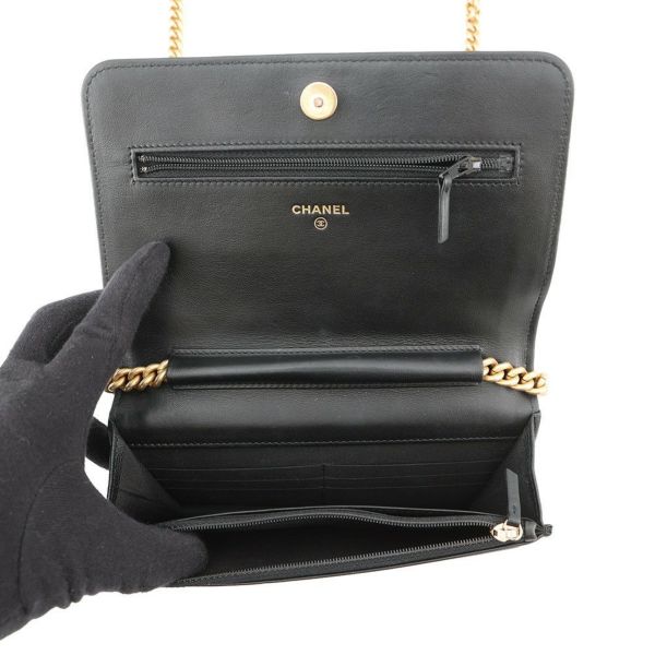 シャネル チェーンウォレット ボーイシャネル マトラッセ ココマーク キャビアスキン AP1117 CHANEL 財布 黒