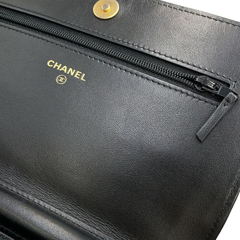 シャネル チェーンウォレット ボーイシャネル マトラッセ ココマーク キャビアスキン AP1117 CHANEL 財布 黒
