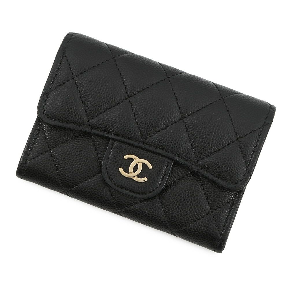 シャネル 二つ折り財布 ココマーク マトラッセ クラシック スモール