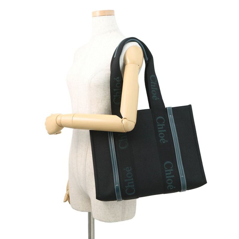 クロエ トートバッグ ウッディ ミディアム キャンバス CHC22WS383 Chloe 黒