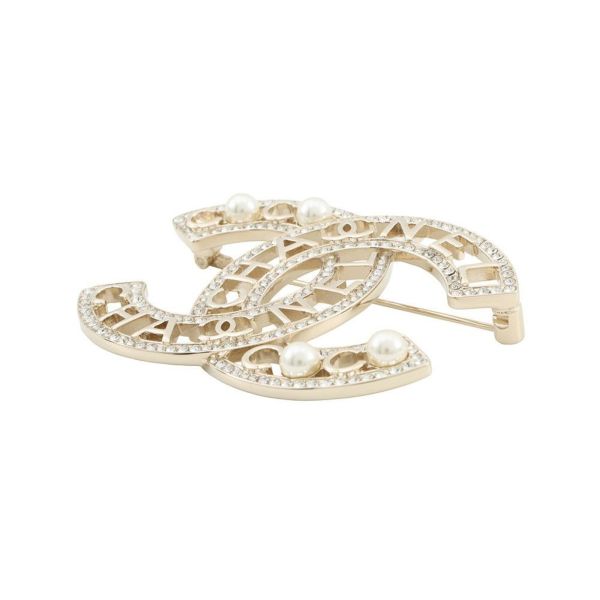 シャネル ブローチ ココマーク フェイクパール ラインストーン B25V AB4879 CHANEL アクセサリー