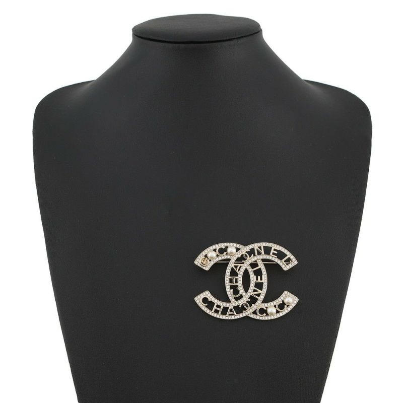 シャネル ブローチ ココマーク フェイクパール ラインストーン B25V AB4879 CHANEL アクセサリー