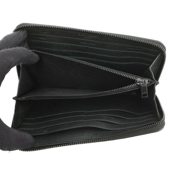 イヴサンローラン 長財布 YSL カサンドラ ラウンドファスナー クロコ型押しレザー 617415 SAINT LAURENT PARIS 黒