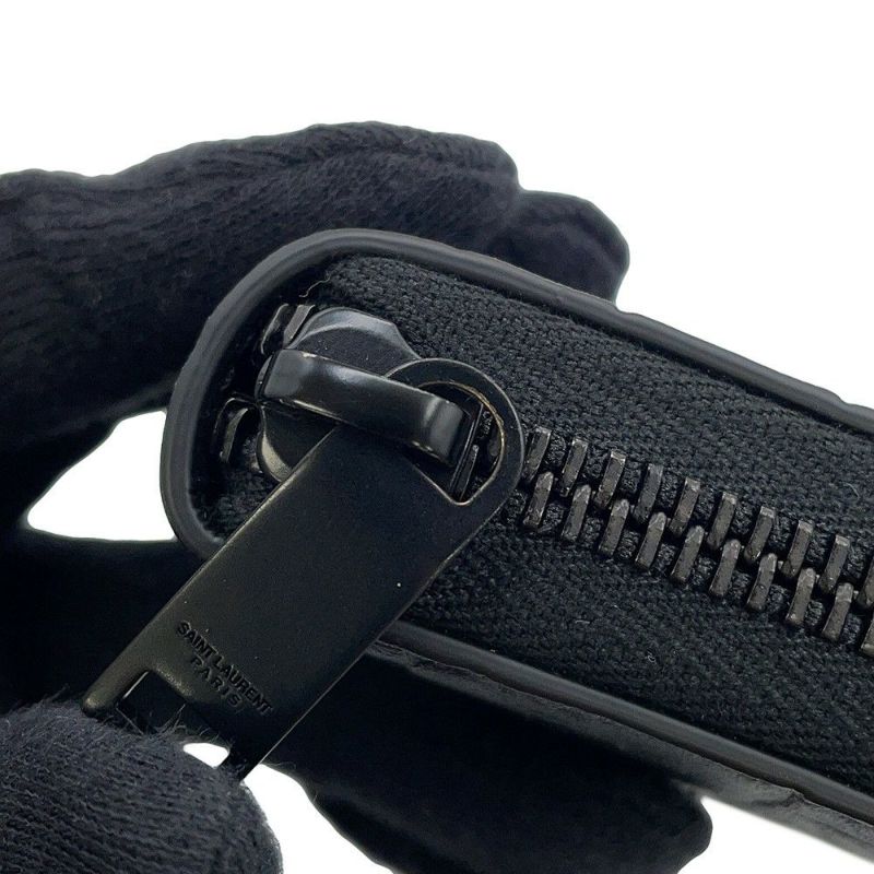 イヴサンローラン 長財布 YSL カサンドラ ラウンドファスナー クロコ型押しレザー 617415 SAINT LAURENT PARIS 黒