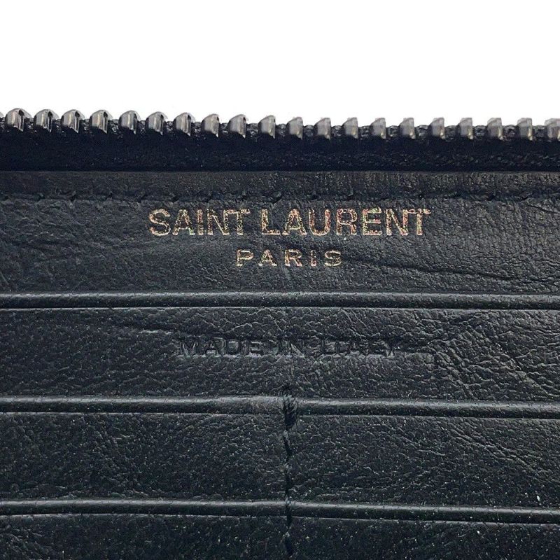 イヴサンローラン 長財布 YSL カサンドラ ラウンドファスナー クロコ型押しレザー 617415 SAINT LAURENT PARIS 黒