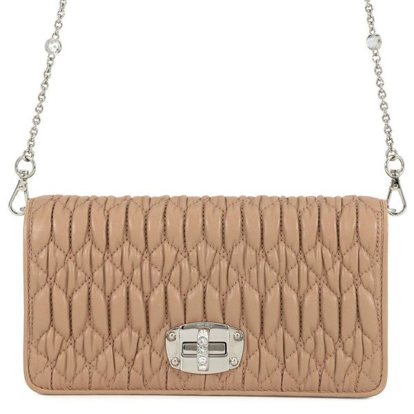 ミュウミュウ チェーンショルダーバッグ マテラッセ クリスタル レザー 5BP044 MIUMIU