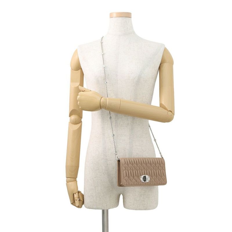 ミュウミュウ チェーンショルダーバッグ マテラッセ クリスタル レザー 5BP044 MIUMIU