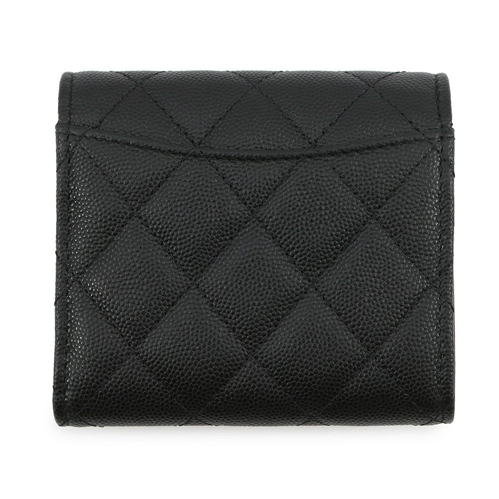 シャネル 三つ折り財布 マトラッセ ココマーク スモール フラップ ウォレット キャビアスキン AP0712 CHANEL 財布 黒