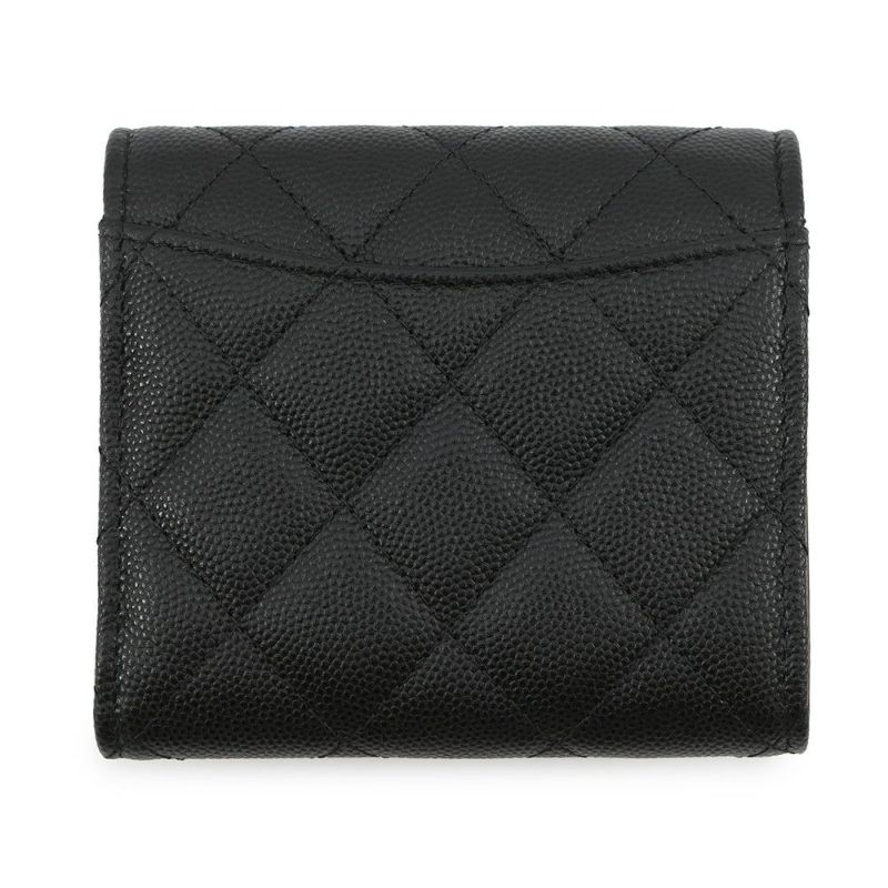 シャネル 三つ折り財布 マトラッセ ココマーク スモール フラップ ウォレット キャビアスキン AP0712 CHANEL 財布 黒
